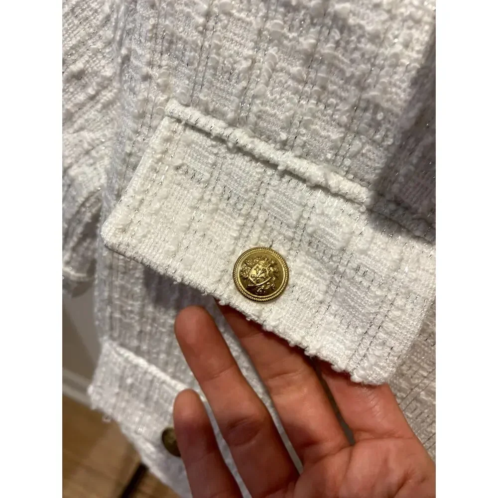 Alice and Olivia Elle Tweed Jacket Off White size 4 - Picture 5 of 7